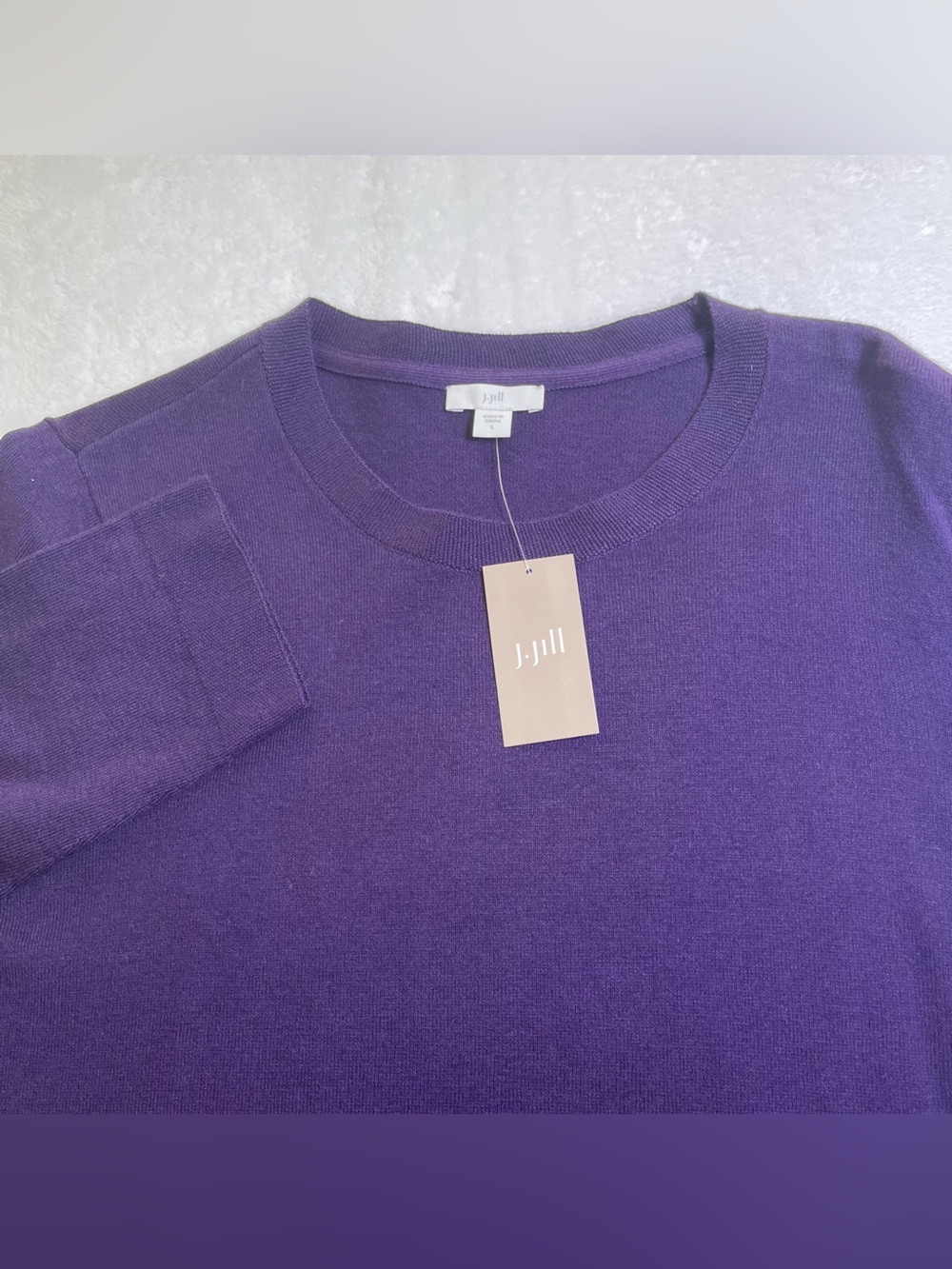 NWT J.Jill Women L Blackberry Purple Fine Knit Long Sleeve Crewneck Sweater